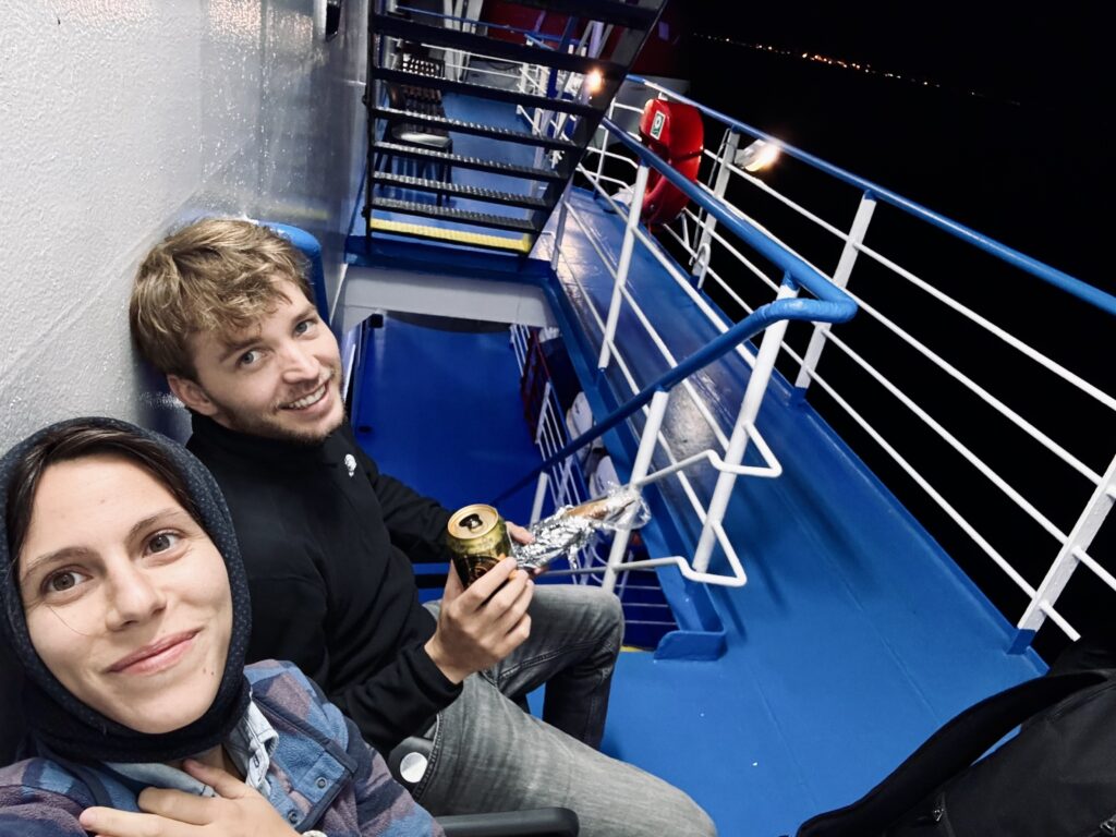 Erica and Stefan in the night, from Ancona to Igoumenitsa by Ferry boat